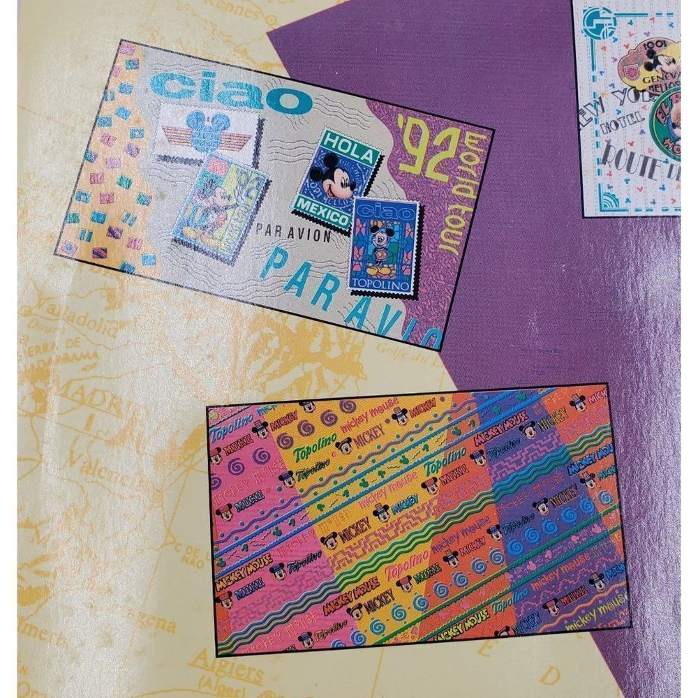 Vintage Mickey Mouse World Tour Book Covers Golden Disney - Picture 5 of 7